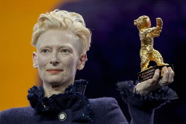 Tilda Swinton holds honorary Golden Bear at Berlinale opening ceremony in Berlin