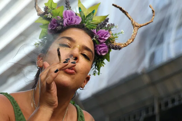 Carnival reveler joins unofficial Rio de Janeiro Carnival kickoff with Bloco Planta na Mente parade
