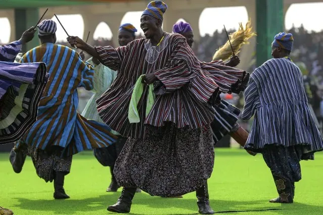 Traditional dancers performing at Ghana President John Dramani Mahama inauguration in Accra