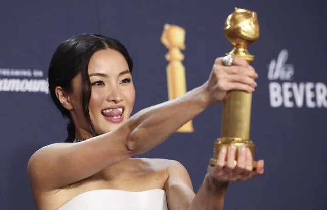 Anna Sawai holds Golden Globe Award for Shogun in Beverly Hills January 2025