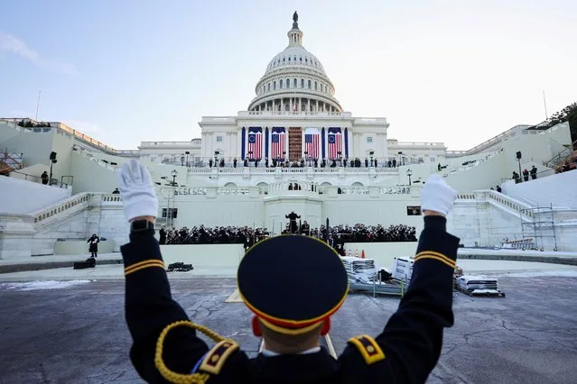 Conductor rehearses in front of US Capitol ahead of Donald Trump inauguration Washington January 2025