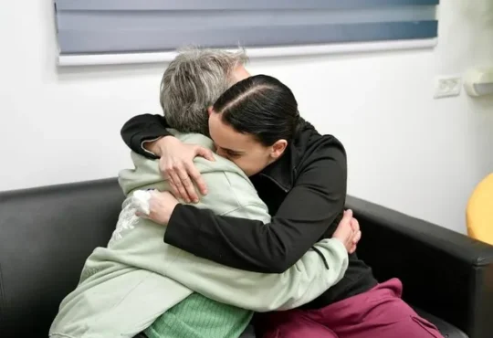 Emily Damari and mother Mandy embrace after her release from Hamas captivity Israel