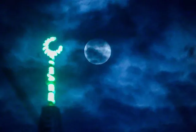 Wolf Moon first full moon of 2025 rises over Srinagar Indian controlled Kashmir January