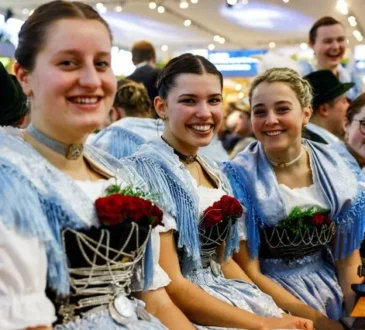 People in traditional clothes at International Green Week agriculture fair Berlin 2025