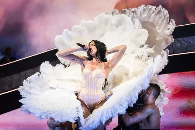 Dua Lipa performing live on stage at Rod Laver Arena Melbourne Australia March 2025
