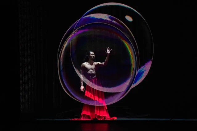 Performer in Dragons show rehearsal at Alhambra Theatre Bradford City of Culture 2025