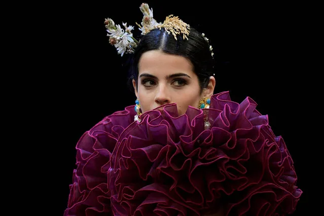 Model in Isabel Japon creation at Simof 2025 International Flamenco Fashion Show Seville