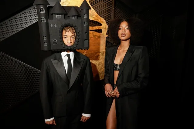 Jaden and Willow Smith posing together on the Grammy Awards red carpet 2025
