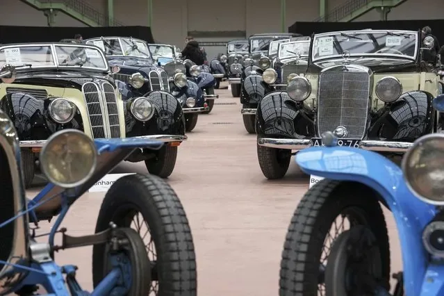 Classic Oldsmobile cars displayed at Grand Palais Paris ahead of Bonhams Cars auction 2025