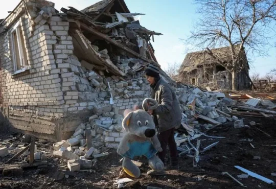 Ukrainian resident Natalia collects granddaughter toys after Russian airstrike Kostiantynivka