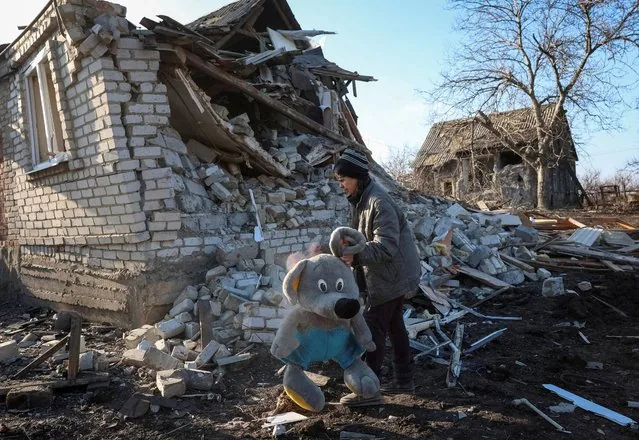 Ukrainian resident Natalia collects granddaughter toys after Russian airstrike Kostiantynivka
