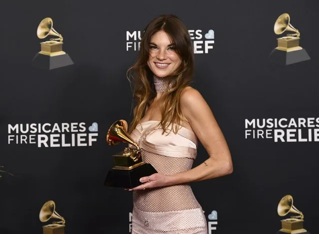 Songwriter Amy Allen holds Grammy Award for songwriter of the year non-classical
