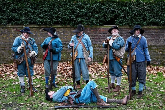 English Civil War Society reenactors march to commemorate King Charles I beheading London 2026