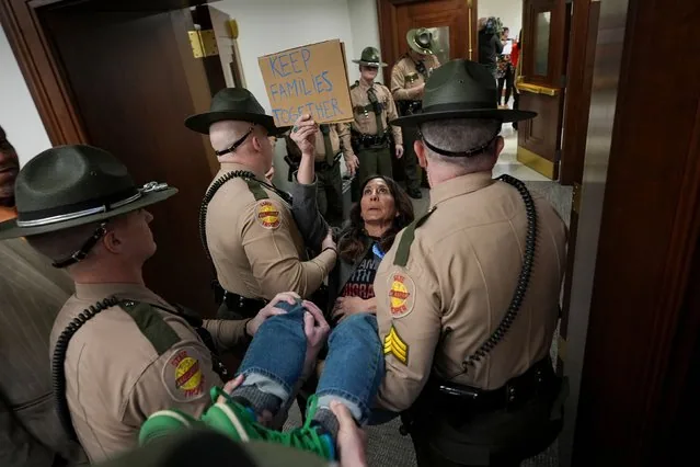 Ashley Warbington carried out of Nashville House committee meeting by state troopers